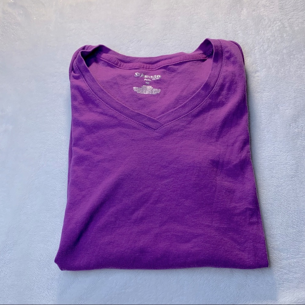 St. John’s Bay purple cotton V-neck T PXS